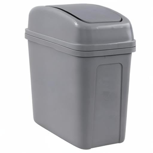 2 Gallon Small Swing Lid Trash Can, Swing-Top Garbage Can, Gray