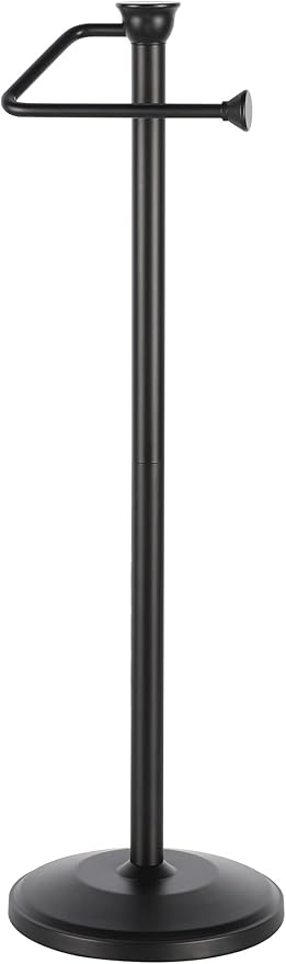 ZCCZ - Free Standing Toilet Paper Holder Stand with Reserve, Bathroom Tissue Dispenser Storage for 5 Mega Rolls, Black Toilet Paper Roll Organizer for Modern Bathrooms