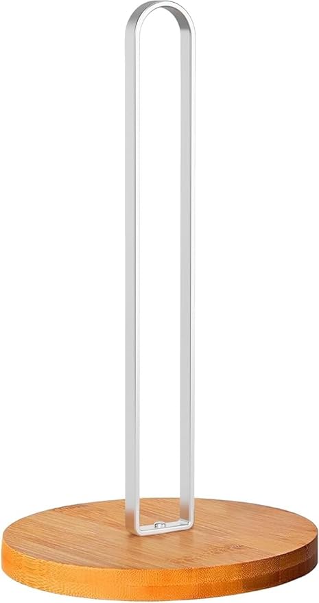 Wooden Paper Towel Holder Countertop, Kitchen-Towel-Holder FreeStanding with Non-Slip Base for Kitchen Bathroom