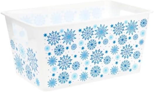DADE Christmas Rectangle Bucket with Handles, Stackable Desk Storage Containers Organizer Holder Gift Basket Gifts Favor Home Kitchen Versatile Reusable Decorations Ornament 3CT