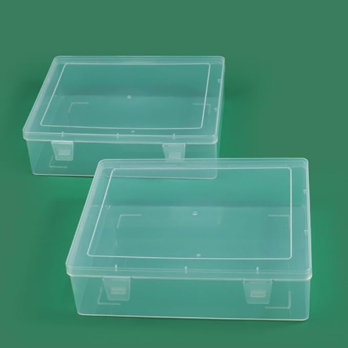 Clear Plastic Storage Box with Lid, Transparent Organizer Container for Drawer, Desk, Kitchen, Bathroom and Small Item Storage