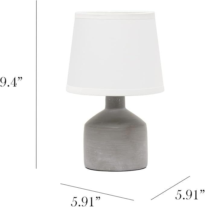 Simple Designs LT2080-GRY Mini Bocksbeutal Concrete Table Lamp, Gray