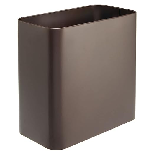 mDesign Small Metal 2.4 Gallon/9 Liter Trash Can Wastebasket Garbage Bin for Bathroom, Slim Rubbish Waste Bin Trashcans - Mirri Collection - Bronze