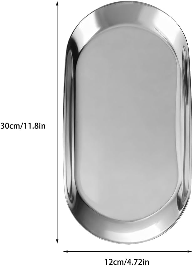 2 Pack Stainless Steel Decorative Tray, 12 Inch Trays for Decor, Jewelry Tray Cosmetics Organizer for Holding Perfume, Keys, Candle (Oval)