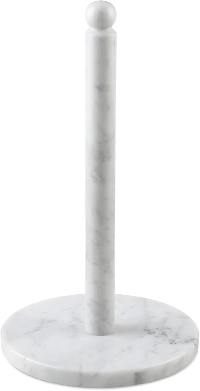 Koville Italian Marble Paper Towel Holder Countertop, Carrara Stone Paper Towel Holder Stand for Kitchen Storage, for Standard or Jumbo-Sized Rolls(Bianco Carrara)