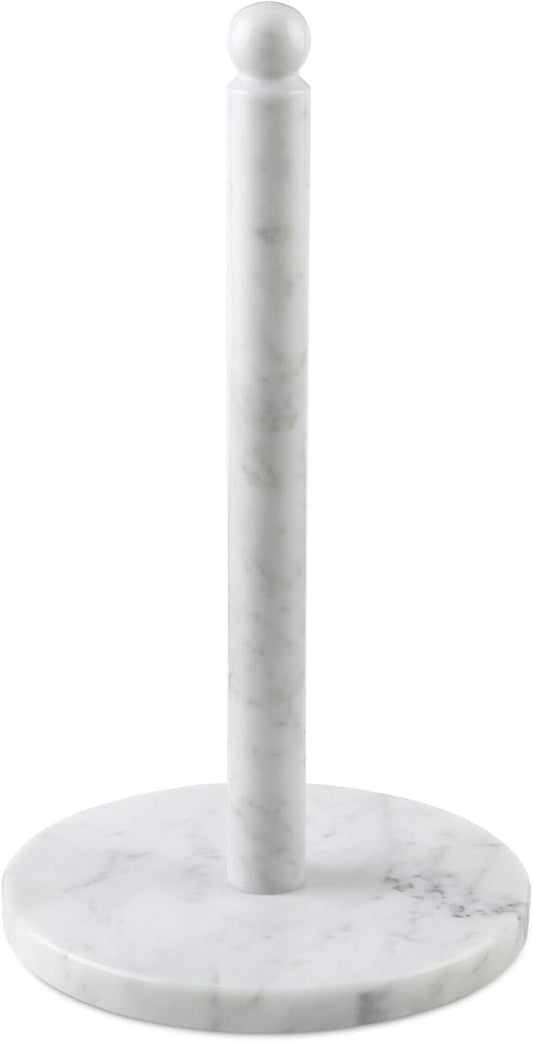 Koville Italian Marble Paper Towel Holder Countertop, Carrara Stone Paper Towel Holder Stand for Kitchen Storage, for Standard or Jumbo-Sized Rolls(Bianco Carrara)