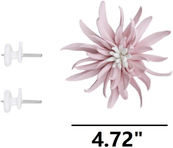 Yimi Flower， 4.72" Ceramic Flower 3D Handmade Porcelain Flower Wall Art Decor, 3D Ceramic Flower Wall Decor, Home Office Decor, Unique Gift for Home Office Decor,Girls (Pink)