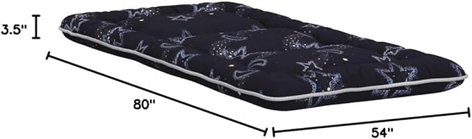 MAXYOYO Japanese Futon Mattress Floor Mattress Sleeping Pad Foldable Mat Roll Up Camping Cushion Floor Lounger Couches and Sofas Couch Topper, Moon and Star, Full Size