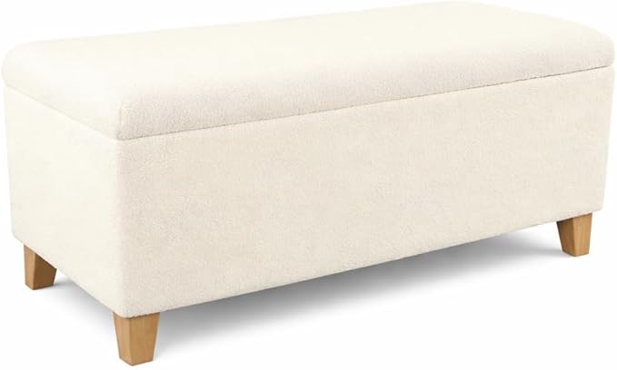 HomePop Sherpa Storage Bench - Cream