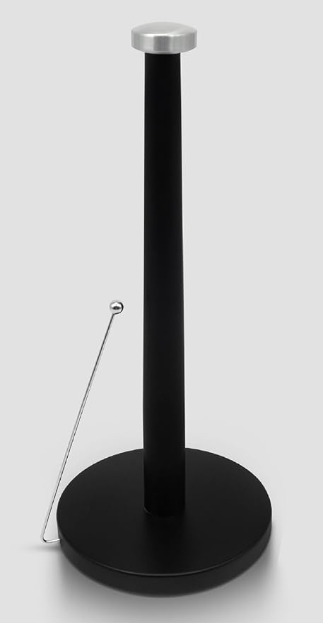 Pommel Top Stainless Steel Paper Towel Holder Black