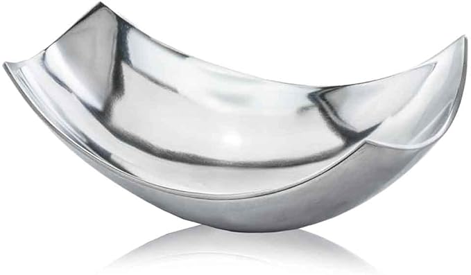 Modern Day Accents Standing Red Pencil Cucha Large Scoop Silver, Shiny Bowl, Aluminum, Modern, Tabletop, Accent Piece, Home or Office, Decor, 17.25" L x 9.75" W x 5.5" H