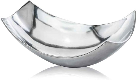 Modern Day Accents Standing Red Pencil Cucha Large Scoop Silver, Shiny Bowl, Aluminum, Modern, Tabletop, Accent Piece, Home or Office, Decor, 17.25" L x 9.75" W x 5.5" H