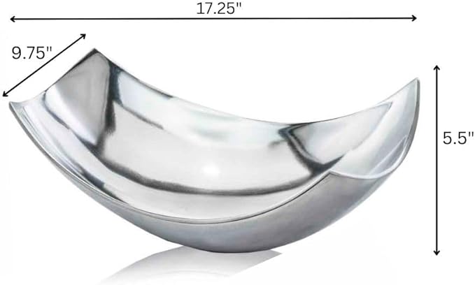 Modern Day Accents Standing Red Pencil Cucha Large Scoop Silver, Shiny Bowl, Aluminum, Modern, Tabletop, Accent Piece, Home or Office, Decor, 17.25" L x 9.75" W x 5.5" H