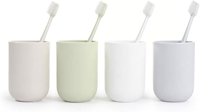 Toothbrush Cup, Bathroom Cup, Toothbrush Holder, Bathroom Tumbler, Plastic, 350ml (Khaki)