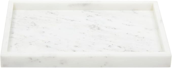 Juvale Large Marble Vanity Tray - Jewelry & Cosmetic Organizer with Drawer Organizer - Bathroom Display with Soap Tray - Home Accent Piece with Marble Decor - 11.7 x 7.7 x 1.1 in White (Pack of 2)