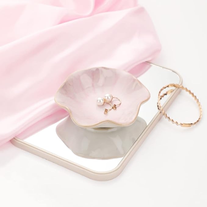 Binoster Ceramic Leaf Jewelry Dish, Pink Key Tray, Modern Jewelry Holder, Small Ring Dish, Trinket Tray, Nightstand Decor Room Decor