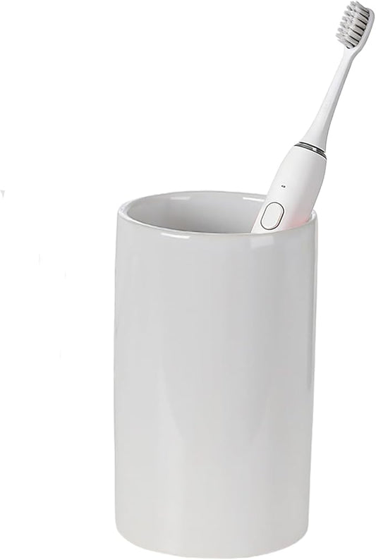 White Toothbrush and Toothpaste Holder,Ceramic Electric Toothbrush Holders,Toothbrush Cup, Bathroom Tooth Brush Holders(300ml)
