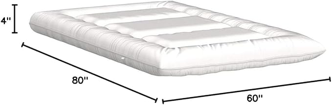 MAXYOYO Japanese Floor Futon Queen Size, Thicken Tatami Mat Sleeping Pad Foldable Roll Up Mattress Trifold Pad Guest Mat, Off White