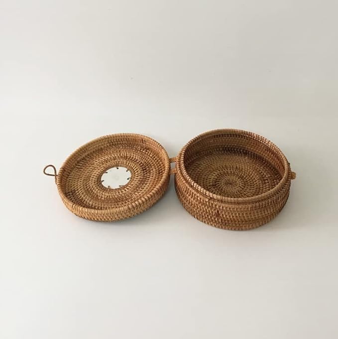1 Pack Autumn Rattan Handmade Woven Rattan Storage Ornaments Tea Can Household Storage Basket