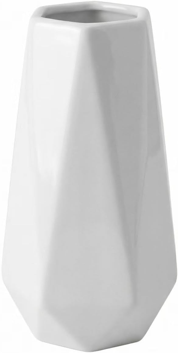 Small White Vase, 7.4 Inch Ceramic Flower Vases Minimalism Style for Modern Table Shelf Centerpiece Home Decor Fit for Housewarming, Weddings, Birthday, Thanksgiving Day, Halloween, Christmas