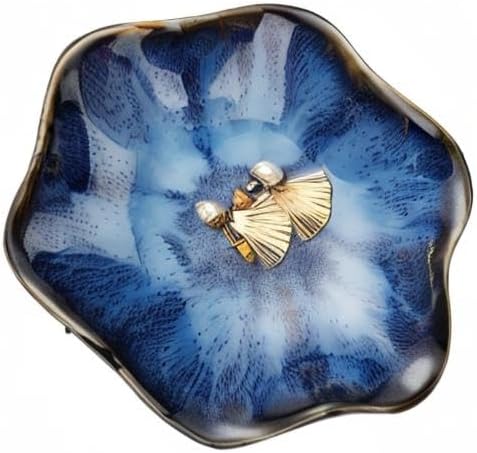 Binoster Gifts for Women Ceramic Jewelry Dish,Leaf Jewelry Tray Key Tray,Small Ring Dish Holder Decorative Jewelry Plate Trinket Dish Catchall Tray Nightstand Decor for Entryway Blue Table Room Decor