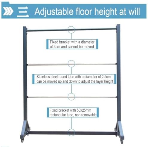 Wrapping Paper Rack, Heavy Duty Metal Organizers Shelf Display Rack Stand Wheels for Silk Scarf/Pants/Cloth Fabric/Wrapping Paper (Black 130x50x160cm)