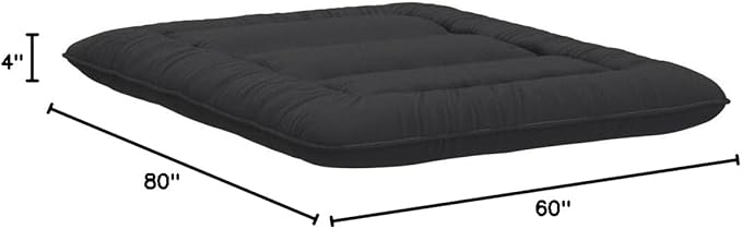 MAXYOYO Japanese Floor Mattress Futon Mattress, 4" Thicken Tatami Mat Sleeping Pad Foldable Roll Up Mat Boys Girls Dormitory Pad Kids Floor Lounger Cushion, Black, Queen