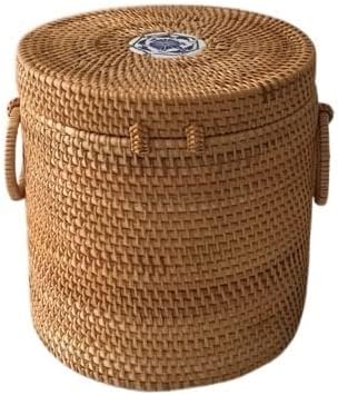 1 Pack Autumn Rattan Handmade Woven Rattan Storage Ornaments Tea Can Household Storage Basket