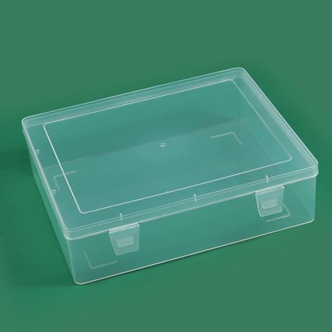Clear Plastic Storage Box with Lid, Transparent Organizer Container for Drawer, Desk, Kitchen, Bathroom and Small Item Storage