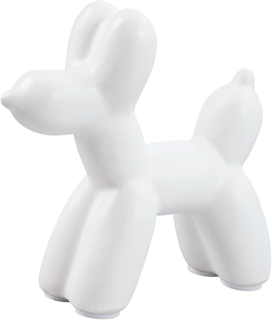 Notakia Cute Ceramics White Balloon Dog Statue Crafts Living Room Desktop Decorations,Handmade Modern Small Ceramic Animal Statue Ornament Home Decor Accents (White, Small)