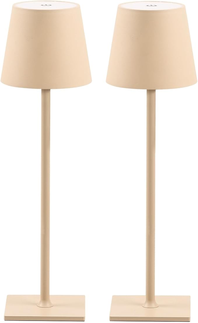 CHLORANTHUS 2 Pack Cordless Table Lamps, 3 Colors Stepless Dimming, 5000mAh Rechargeable Battery LED Desk Lamp for Bedroom/Couple Dinner/Desk/Cafe/Dining Room/Terrace