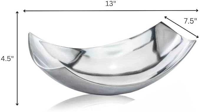 Modern Day Accents Silver SM Cucha Small Scoop, Shiny Bowl, Aluminum, Modern, Tabletop, Accent Piece, Home or Office, Decor, 13" L x 7.5" W x 4.5" H