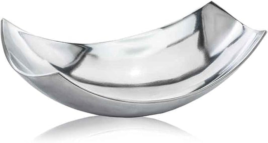 Modern Day Accents Silver SM Cucha Small Scoop, Shiny Bowl, Aluminum, Modern, Tabletop, Accent Piece, Home or Office, Decor, 13" L x 7.5" W x 4.5" H