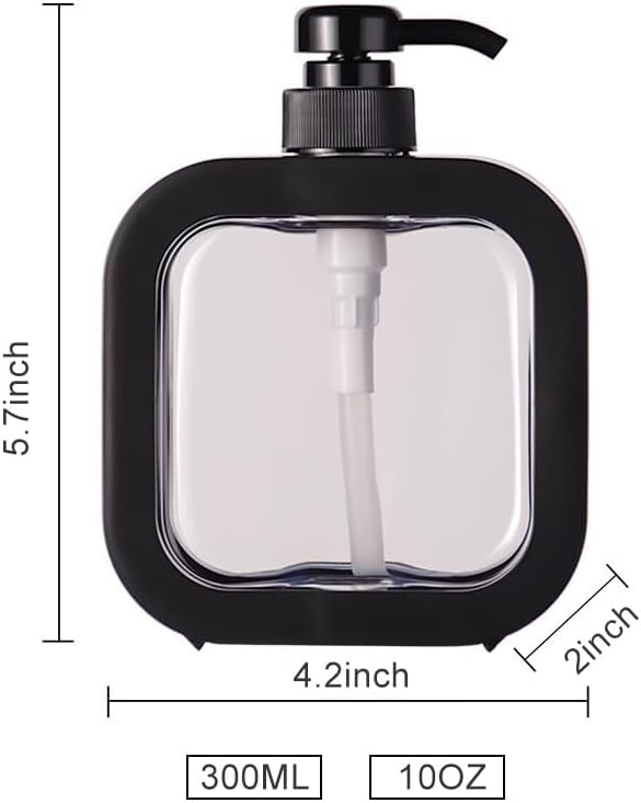 Hand Soap Dispenser for Bathroom, Modern Dish Soap Dispenser for Kitchen Sink, Liquid Soap Container with Pump, Clear Plastic Soap Pump Bottles (2 Packs,10oz, Black)