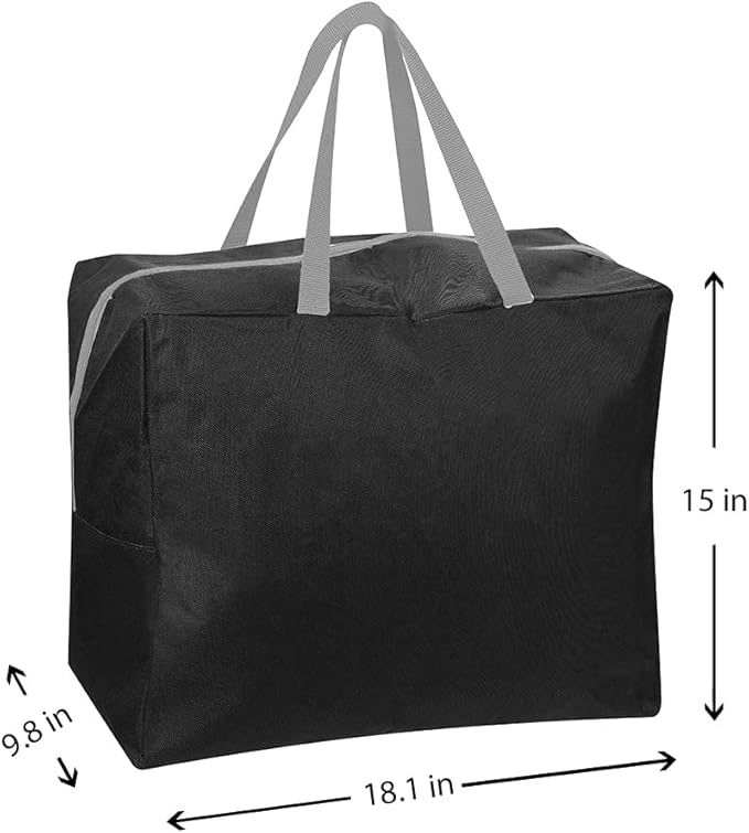 ProPik Christmas Ornaments Accessories Storage Bag Tear-proof Polyester Material 15” X 9.8” X 18.1” With Handles And Full Length Zipper (Black)