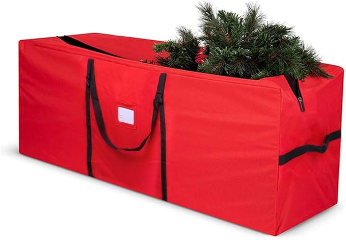 Christmas Tree Storage Bag Fits Up to 7.5 Ft Artificial Disassembled Trees Large Christmas Storage Containers Heavy Duty 600D Oxford Xmas Holiday Tree Bag with Durable Handles & Dual Zipper (Red)
