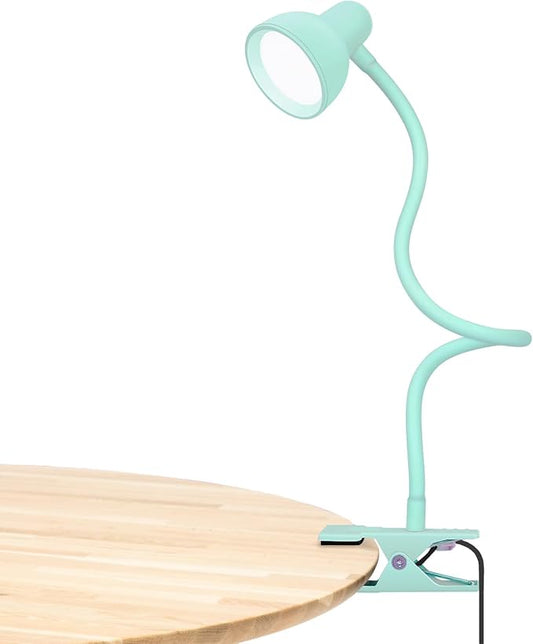 LiFMIRA Clip on Reading Light for Bed 3 Color Modes, 10 Brightness Dimmable, Flexible Gooseneck Clip on Lamp, Eye Care Clip Light for Bed Headboard Desk Home Dorm, Teal