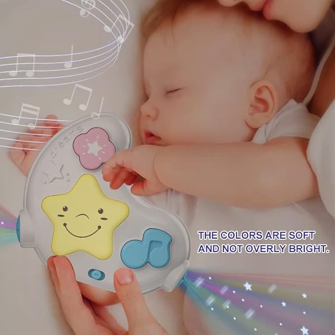 cxjoigxi White Noise Machine and Baby Soother with Remote, 108 Lullaby Music, Soothing Sounds and Night Light for Newborn Nursery Sleeping, Musical Crib Toy, Portable Baby Sound Machine for Travel