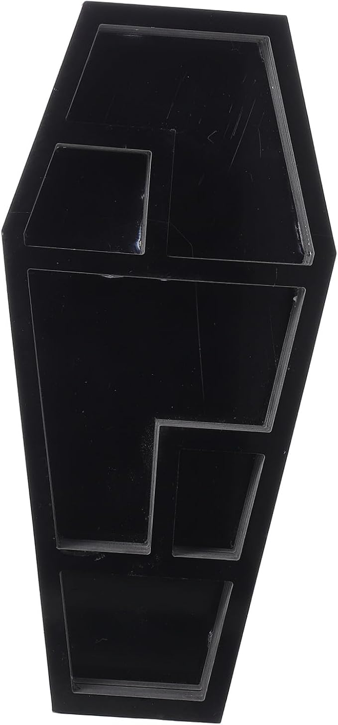 Halloween Coffin Storage Rack Gothic Coffin Organizer for Spooky Decor for Haunted House Parties and Accents