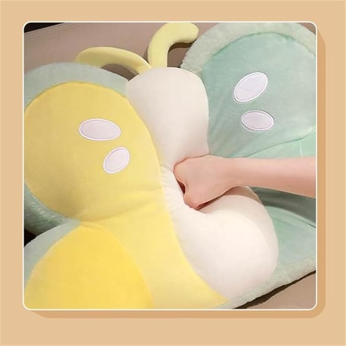 Cute Butterfly Reading Pillow Faux Fur Reading Pillow Back Rest Pillow with Arms TV Relax Sitting Pillow for Reading,Relaxing,Watching TV,Gaming