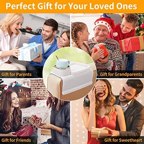 Couch Cup Holder, Silicone Anti-Spill and Anti-Slip Cup Holder for Couch, Portable Sofa Armrest Tray Couch Drink Holder, Gift for Mom, Dad, Grandma, Grandpa (Beige) (Beige)