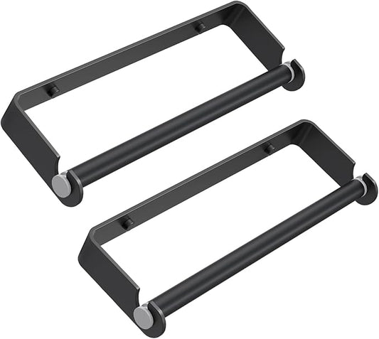 Aheucndg Paper Towel Holder for Kitchen, Wall Mount Paper Towel Holder, for Kitchen or Bathroom Self-Adhesive or Drill Mounting Paper Roll Holder Under Cabinet (Black 2Pack)
