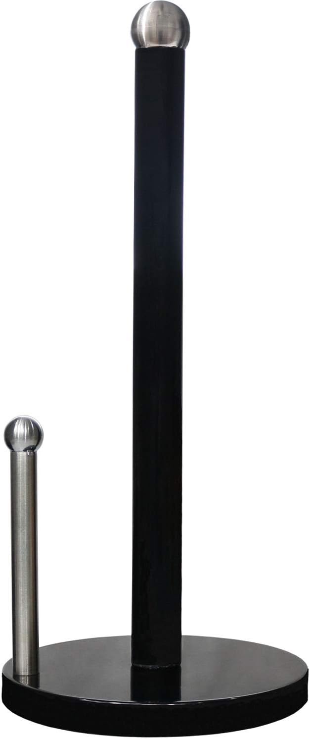 Blue Donuts Countertop Paper Towel Holder with Weighted Base - Easy One-Handed Tear, Modern Design, Black