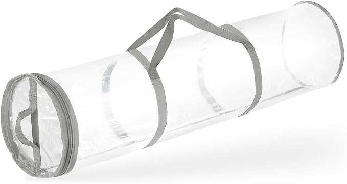 Hearth & Harbor Wrapping Paper Storage Container - Clear Wrapping Paper Holder Fits Up To 14 Rolls of 40" - Tear Proof Gift Wrap Organizer - Premium Bag for Easy Carrying, Silver
