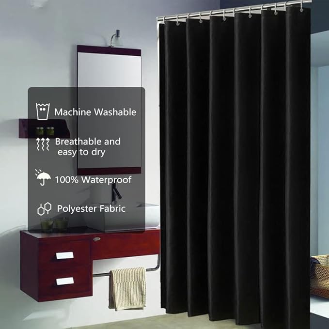 LLSCL 3 Pack Fabric Shower Curtain Liner with Magnets, Shower Curtain with Rustproof Metal Gromments and Waterproof Hotel Quality, 72 x 72 Machine Washable