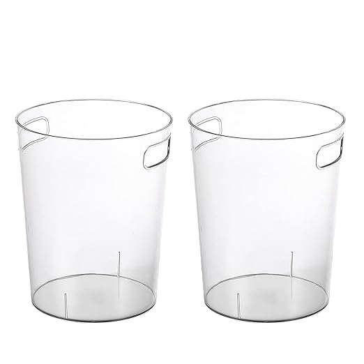 Anyoifax Small Trash Can Plastic Wastebasket 1.5 Gallon Round Garbage Container Bin with Handles for Bathroom, Bedroom, Kitchen, College Dorm, Office, Craft Room - Clear, 2 Pack