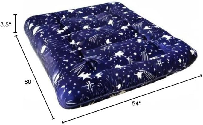 MAXYOYO Navy Starry Sky Japanese Futon Mattress, Tatami Floor Mat, Portable Camping Sleeping Pad, Foldable Roll Up Lounger Full Size with Mattress Protector Cover