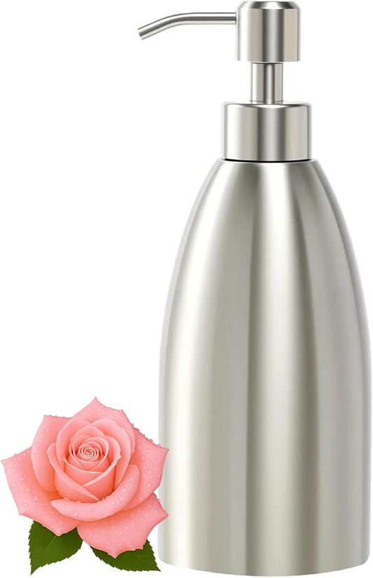 304 Stainless Steel Soap Dispenser 16oz Rust-Proof Liquid Soap Pump Bottle for Kitchen or Bathroom Countertop Hand Dish Lotion Leak-proof (Brushed Nickel)
