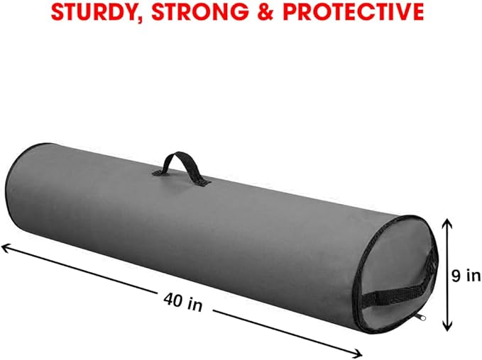 Primode Wrapping Paper Storage Bag | Wrapping Paper Organizer Under Bed for Storing Multiple Rolls of Gift Wrap, 40” Length Container Constructed of Durable 600D Oxford Material (Gray)