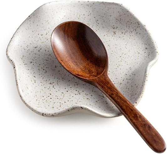 Miamolo Spoon Rest for Kitchen Counter, 5.3" Ceramic Spoon Holder for Stove Top, Cute Coffee Spoon Rest, Modern Kitchen Spoon Holder for Multiple Utensils, Farmhouse Home DéCor, Housewarming Gift